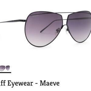 Diff Maeve Black Aviator Sunglasses